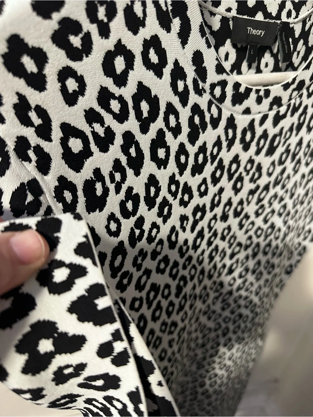 Theory Black and White Leopard-Spot Mini Dress - Picture 4 of 5